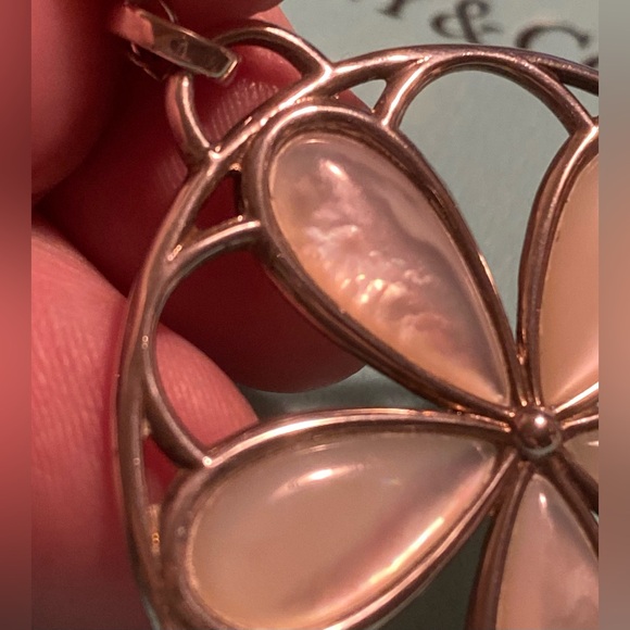 Tiffany & Co - Mother of Pearl silver Pendant with a 30 inch Oval link chain - Picture 9 of 12